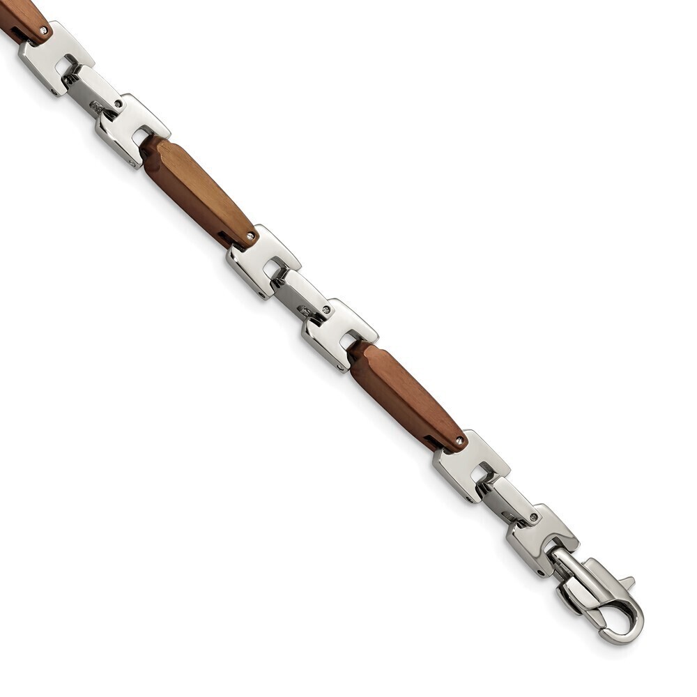 Kazi Luxury Stainless Steel Polished Brown IP-plated 8.25in Bracelet